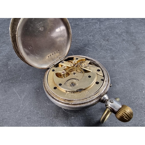 1172 - An early 20th century Longines open faced stem wind pocket watch, stamped 800, 46mm, the white ... 