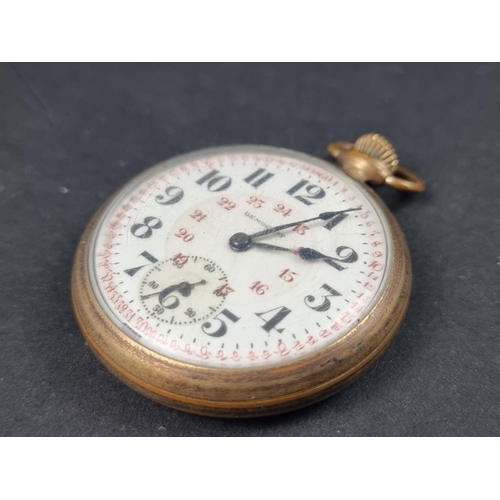 1175 - An Elgin silver open faced stem wind pocket watch, import mark London 1908, 50mm; together with a De... 