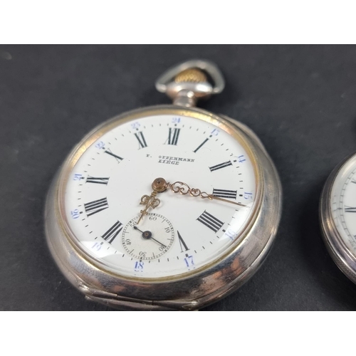 1176 - A Belgian open faced stem wind pocket watch, 48mm, signed F Offermann, Liege, the case stamped 800; ... 