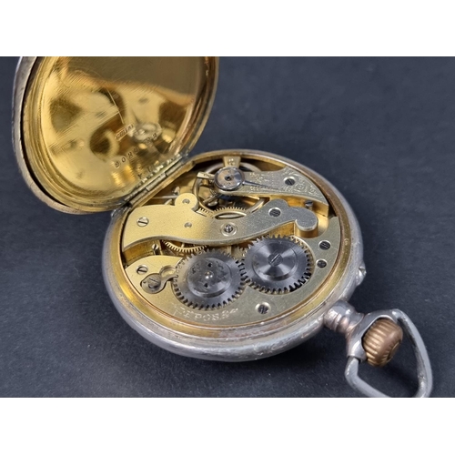 1176 - A Belgian open faced stem wind pocket watch, 48mm, signed F Offermann, Liege, the case stamped 800; ... 