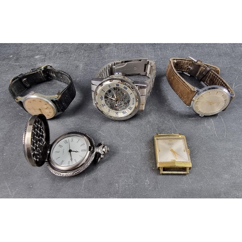 1184 - A quantity of various watches; to include examples by Olma and Crescent. (5)