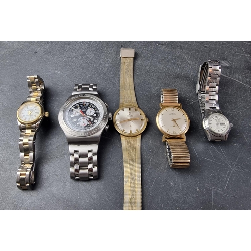 1186 - A vintage Oris automatic wristwatch; together with a Swatch 'Irony' chronograph wristwatch, a Seiko ... 