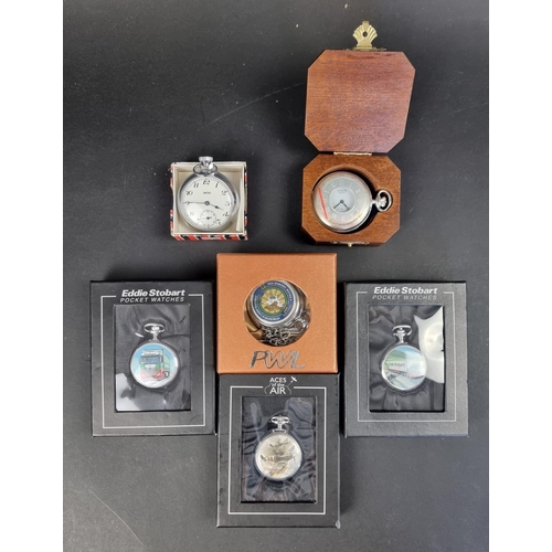 1189 - Three boxed Eddie Stobart pocket watches; together with a Smiths pocket watch; a Sewills pocket watc... 