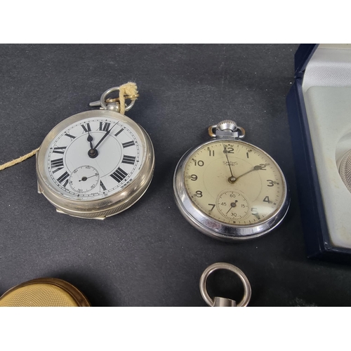 1193 - Six various pocket, traveling and fob watches; and one other item. (8)