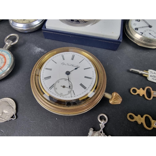 1193 - Six various pocket, traveling and fob watches; and one other item. (8)