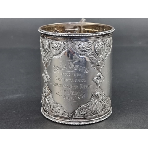 617 - A Victorian silver christening mug, by Fenton Brothers, Sheffield 1873, 8cm high, 125g.... 