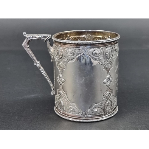 617 - A Victorian silver christening mug, by Fenton Brothers, Sheffield 1873, 8cm high, 125g.... 