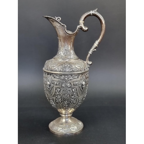 649 - A Victorian Scottish silver claret jug, by George Edward &amp; Sons, Glasgow 1889, 32cm high, gross ...