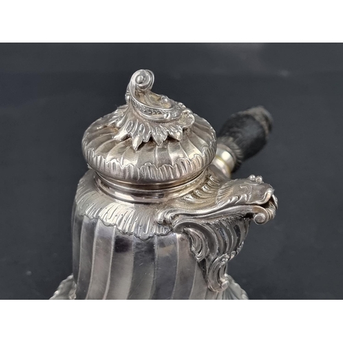 652 - A late 19th century French chocolate pot, by Boin Taburet, Paris, with 950 control mark, with a silv... 