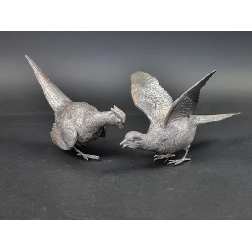 662 - A pair of cast silver pheasants, by Da-mar Silverware, London 1976, largest 22.5cm, 865g. (2)... 