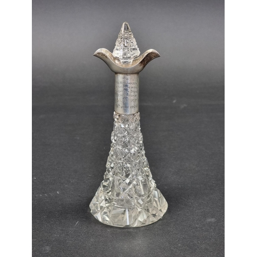 673 - A late Victorian silver mounted cut glass scent bottle, by Hilliard & Thomason, Birmingham 1901,... 