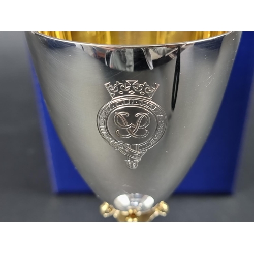 692 - An Elizabeth II 'Silver Jubilee' commemorative silver and parcel gilt goblet, by Mappin & Webb, ... 