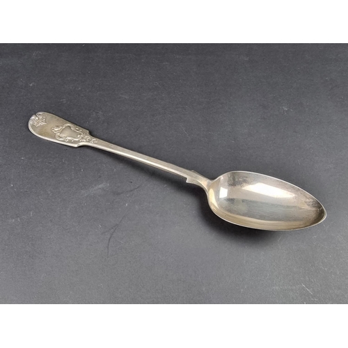 701 - A Victorian silver fiddle pattern basting spoon, by John James Whiting, London 1845, 31cm long, 173g... 