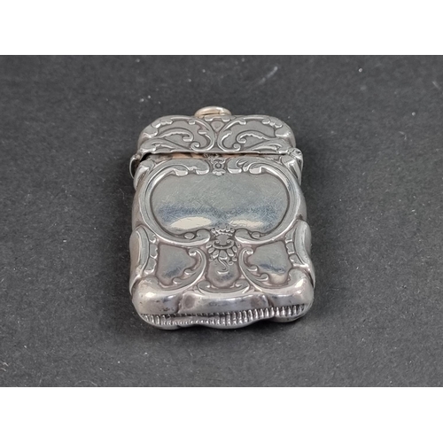 741 - A Victorian silver vesta case, by John Millward Banks, Birmingham 1897, 6.5cm, 47g.