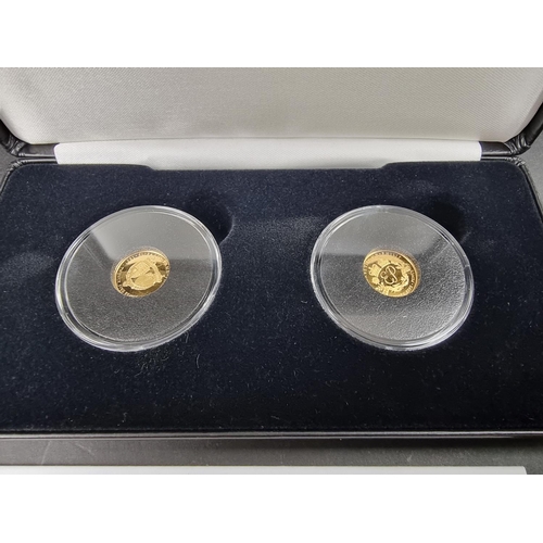 855 - Coins: a cased 2017 Alderney 'The Platinum Wedding Anniversary' 9ct proof-like gold pair of twenty f... 