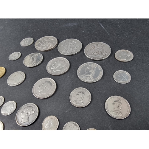 866 - Coins: a quantity of Victoria and George V silver coinage, to include: three Victorian crowns, 211g.... 