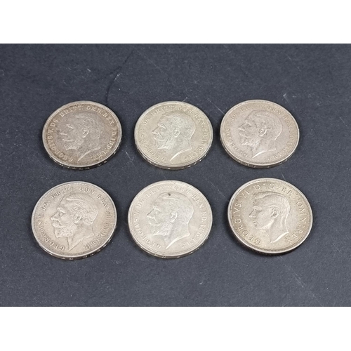 867 - Coins: five George V 1935 crowns; together with a George VI 1937 crown. (6)