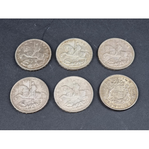 867 - Coins: five George V 1935 crowns; together with a George VI 1937 crown. (6)