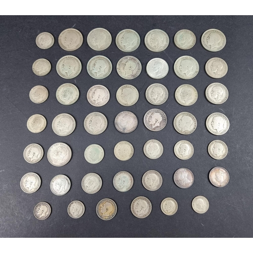 870 - Coins: a quantity of George V and George VI silver coinage, mostly post-1920 .500 standard, 393g; to... 