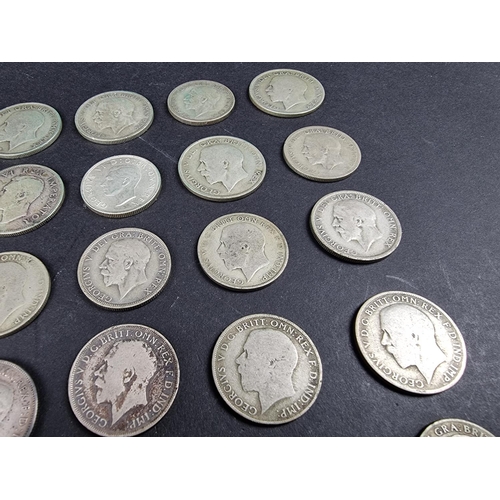 870 - Coins: a quantity of George V and George VI silver coinage, mostly post-1920 .500 standard, 393g; to... 