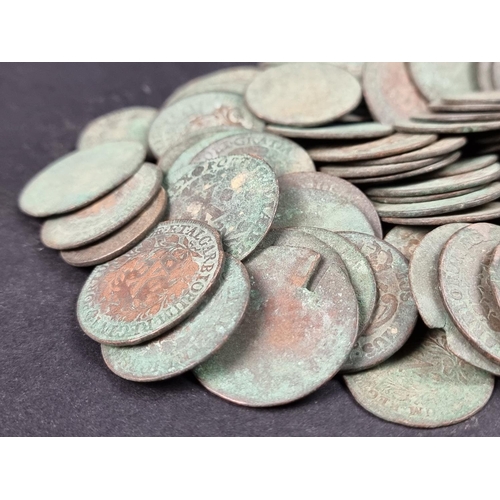 895 - Coins: Portugal, approximately one hundred and seventy 17th and 18th century copper coins, mostly 10... 