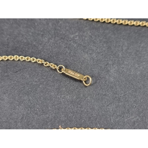 955 - A Tiffany necklace, signed and stamped 'AU 750', 46cm long, cased.