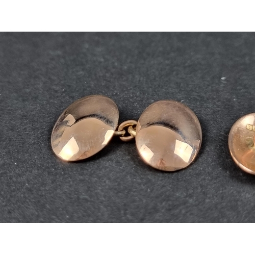 964 - A pair of Edwardian 15ct rose gold cufflinks, maker T C, Birmingham 1907, 17.3cm, 7g, in Harrods cas... 