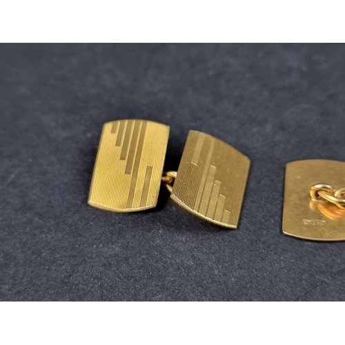 966 - A pair of 9ct gold cufflinks, by Owen Powell, Birmingham 1938, the panels 15.9 x 11mm, 4.7g, cased.... 