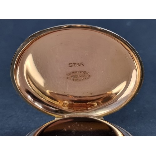 1173 - A gold plated open faced stem wind pocket watch, 51mm, the dial signed Thos Russell & Son Liverp... 