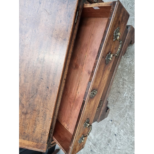 1014 - A small George III mahogany bureau, 76cm wide. 