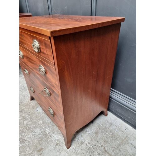 1015 - A George III mahogany and line inlaid commode chest, with pottery liner, 64cm wide.   ... 