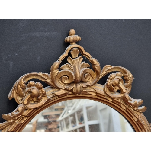 1030 - An old giltwood and mirrored glass wall shelf, 106cm high. 