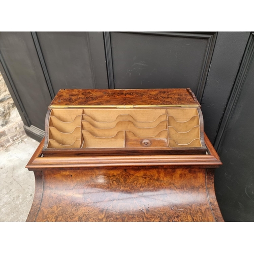 1037 - A Victorian figured walnut piano top Davenport, 58cm wide.