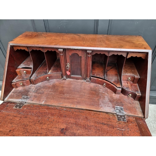 1045 - A George III mahogany bureau, 91.5cm wide. 