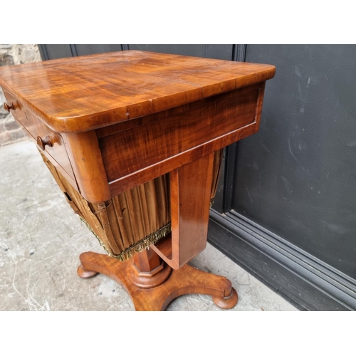 1055 - A George IV satinwood worktable, 54cm wide. 