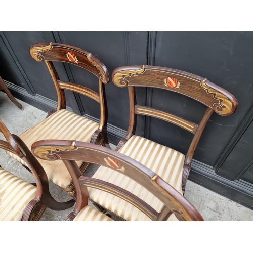 1086 - A set of four George IV faux grained and parcel gilt bar back dining chairs. (4)... 