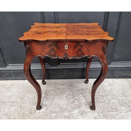 1099 - A 19th century Continental mahogany work table, with sliding top, 57cm wide.