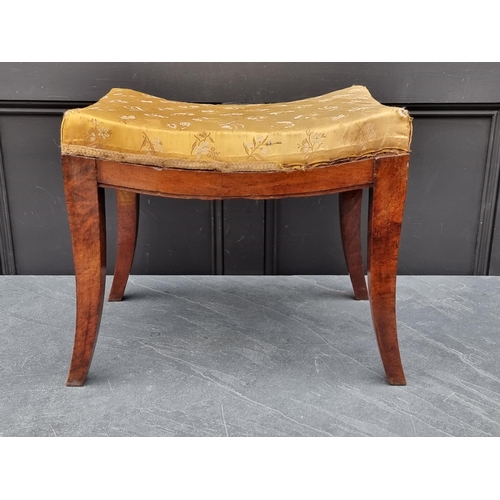 1119 - A 19th century Continental mahogany antique stool, 50cm wide, (faults). 