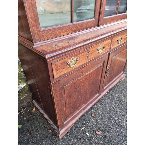 1124 - A George III oak and mahogany bookcase, 126.5cm wide; together with another George III chest of draw... 