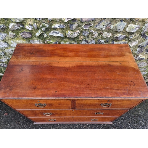 1124 - A George III oak and mahogany bookcase, 126.5cm wide; together with another George III chest of draw... 