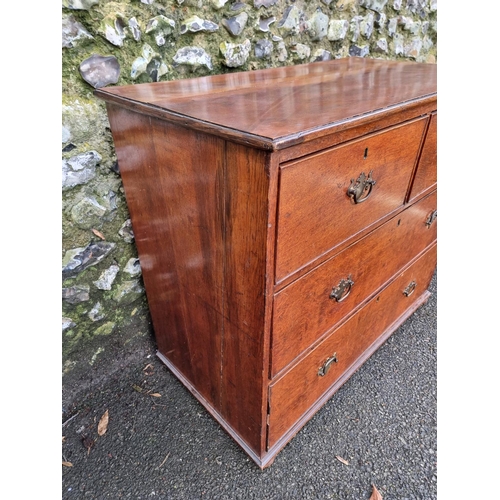 1124 - A George III oak and mahogany bookcase, 126.5cm wide; together with another George III chest of draw... 