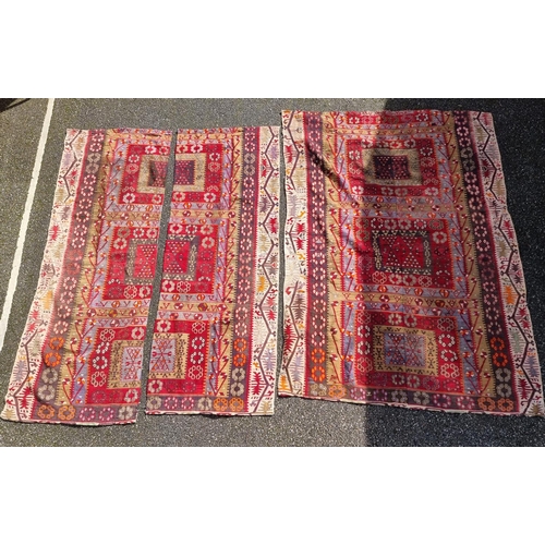 1146 - A pair of geometric flatweave rugs, 228 x 166cm, (a.f.). (2)