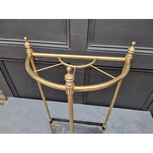 1171 - An old brass stick stand, 40cm wide.