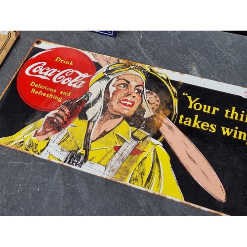 1179 - A 'Fry's Chocolate' enamel sign, 19 x 26cm; together with another 'Postage Stamps' sign; and a 'Coca... 