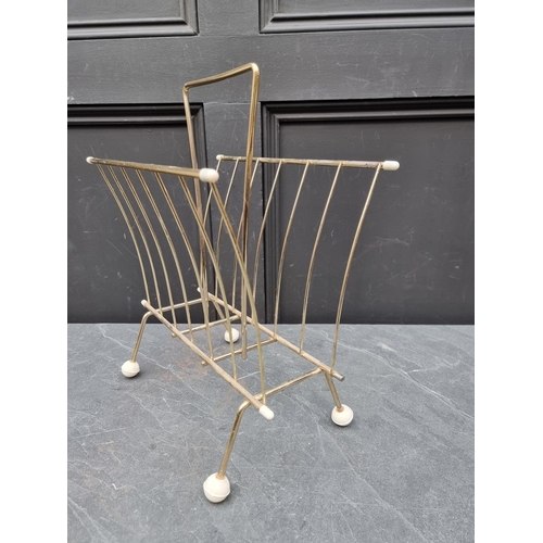 1222 - A vintage plated metal magazine rack, 34cm wide.