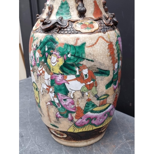 1226 - A large Chinese famille rose crackle glaze vase, 45cm high; together with a similar bowl, 28cm ... 