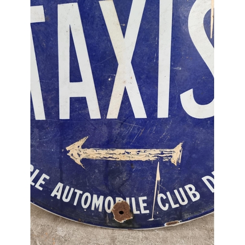 1238 - A vintage French 'Taxis' enamel sign, 69.5cm diameter.