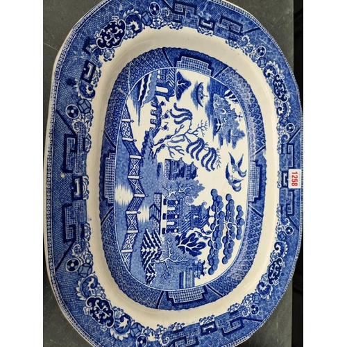 1258 - Two Victorian blue and white meat plates, largest 50.5cm wide; and two others. (4)... 