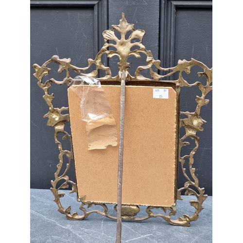 1268 - A cast brass easel back frame, 37cm high.