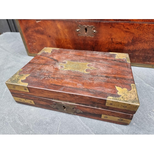 1278 - An old miniature mahogany novelty sideboard caddy, 40cm wide; together a brass bound writing slope; ... 